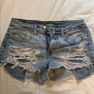 american eagle hi-rise festive denim shorts
